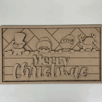 3mm mdf Rectangular Christmas Character Plaque