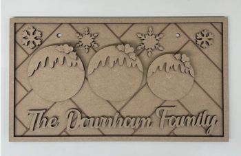 3mm mdf Rectangular Family Christmas Puddings Plaque