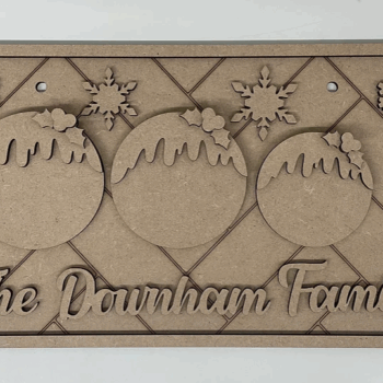 3mm mdf Rectangular Family Christmas Puddings Plaque