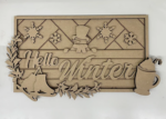 3mm mdf Rectangular Hello Winter Snowman Plaque