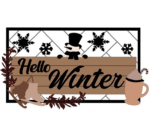 3mm mdf Rectangular Hello Winter Snowman Plaque
