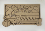 3mm mdf Rectangular Hello Autumn Scarecrow Plaque