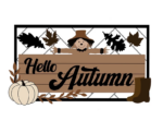 3mm mdf Rectangular Hello Autumn Scarecrow Plaque