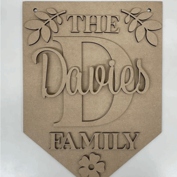 3mm mdf Family Initial Flag