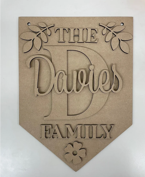 3mm mdf Family Initial Flag