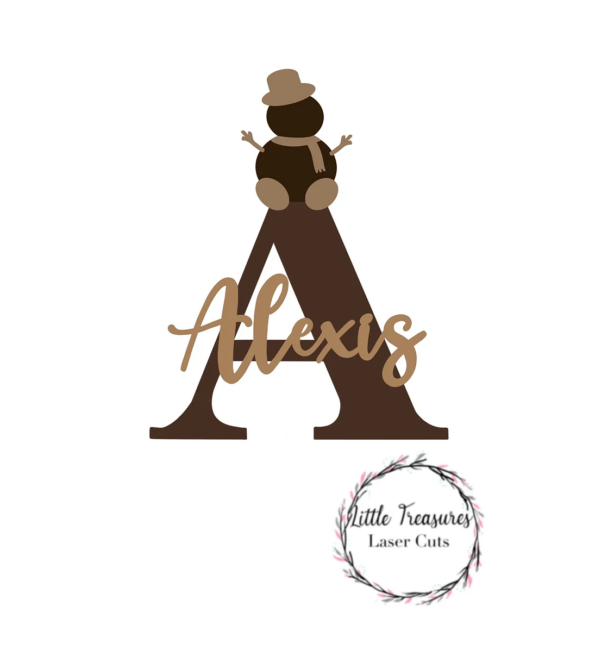3mm mdf Snowman Name & Initial