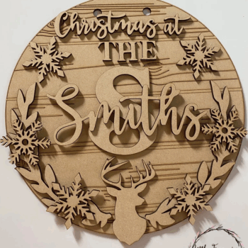 3mm mdf Christmas Initial Family Plaque