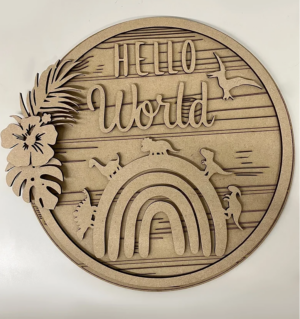 3mm mdf Dinosaur Boho Rainbow Plaque