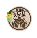 3mm mdf Dinosaur Boho Rainbow Plaque