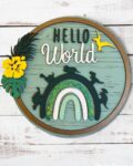 3mm mdf Dinosaur Boho Rainbow Plaque