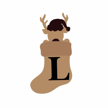 3mm mdf Reindeer In A Stocking Initial Bauble