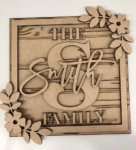 3mm mdf Square Family Initial Plaque