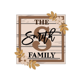 3mm mdf Square Family Initial Plaque