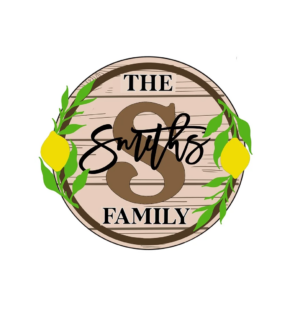 3mm mdf Family Initial Plaque (Lemon Theme)