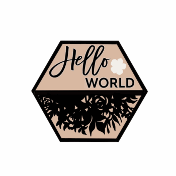 3mm mdf Hexagon Hello World Plaque