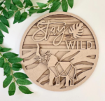 3mm mdf Stay Wild Geometric Elephant Plaque