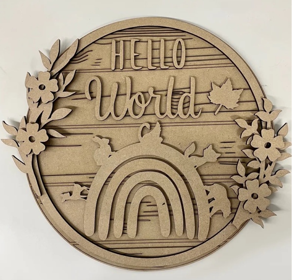 3mm mdf Woodland Animal Boho Rainbow Plaque
