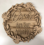 3mm mdf Leaf Wreath Name And Date Plaque
