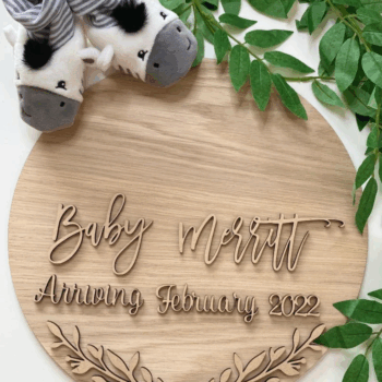 4mm Oak Veneer Baby Announcement Plaque