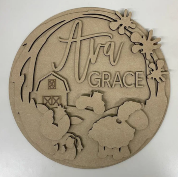 3mm mdf Multi-names Farm Animals Theme 2 Plaque