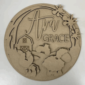 3mm mdf Multi-names Farm Animals Theme 2 Plaque