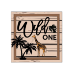 3mm mdf Giraffe & Leaves Plaque