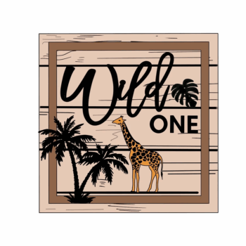3mm mdf Giraffe & Leaves Plaque