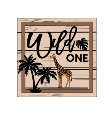 3mm mdf Giraffe & Leaves Plaque