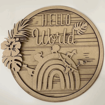 3mm mdf Safari Boho Rainbow Plaque
