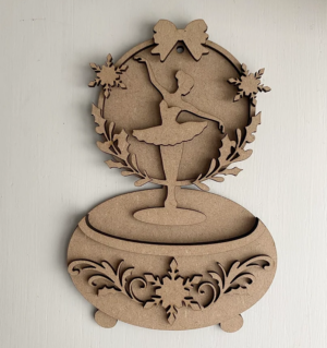 3mm mdf Ballerina Music Box (Snowflake Theme)