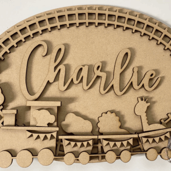 3mm mdf Animal Train Name Oval Plaque