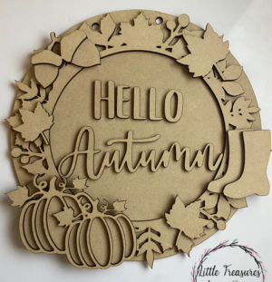3mm mdf Hello Autumn Circular Plaque
