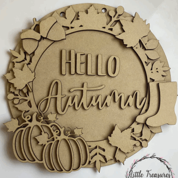 3mm mdf Hello Autumn Circular Plaque