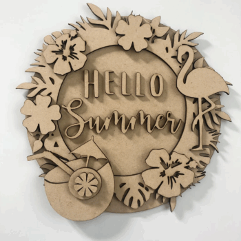 3mm mdf Hello Summer Circular Plaque