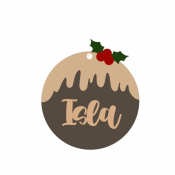 3mm mdf Personalised Christmas Pudding Bauble