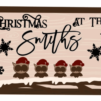 3mm mdf Christmas Owls Rectangular Plaque
