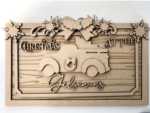 3mm mdf Christmas At The’ Rectangular Truck Plaque
