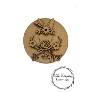 3mm mdf Bunny Animal Plaque Circular Plaque