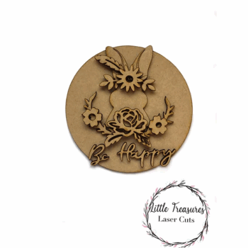 3mm mdf Bunny Animal Plaque Circular Plaque
