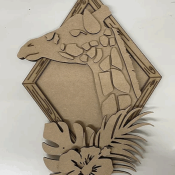 3mm mdf Giraffe Safari Animal & Leaves Plaque