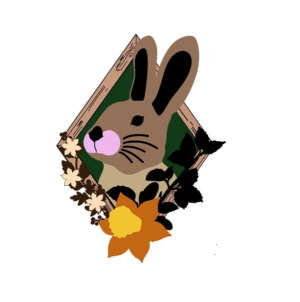 3mm mdf Bunny Woodland Animal Head & Leaves