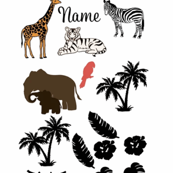 3mm mdf Safari Animals/Leaves Embellishment Pack