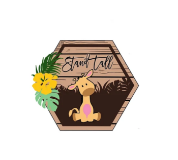 3mm mdf Stand Tall Giraffe Hexagon Plaque
