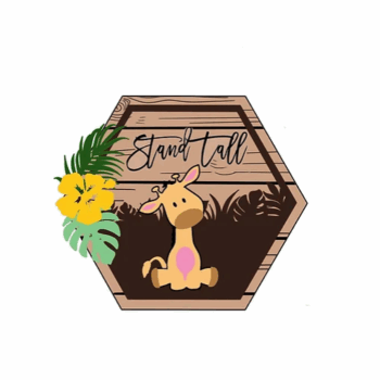 3mm mdf Stand Tall Giraffe Hexagon Plaque