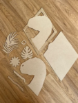 3mm mdf (T-Rex) Dinosaur Head & Leaves Plaque