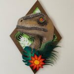 3mm mdf (T-Rex) Dinosaur Head & Leaves Plaque