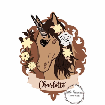 3mm mdf Beautiful multi-layered unicorn name plaque.