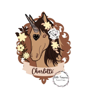 3mm mdf Beautiful multi-layered unicorn name plaque.