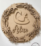 3mm mdf Swan & Twig Wreath Plaque
