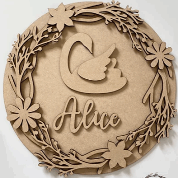 3mm mdf Swan & Twig Wreath Plaque